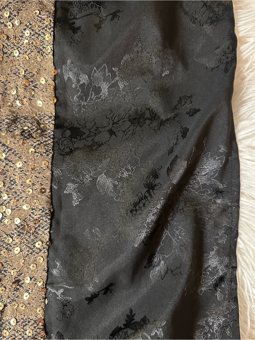 Free People Movement Black Satin Kimono Robe with Gold sequins OS - Picture 6 of 7